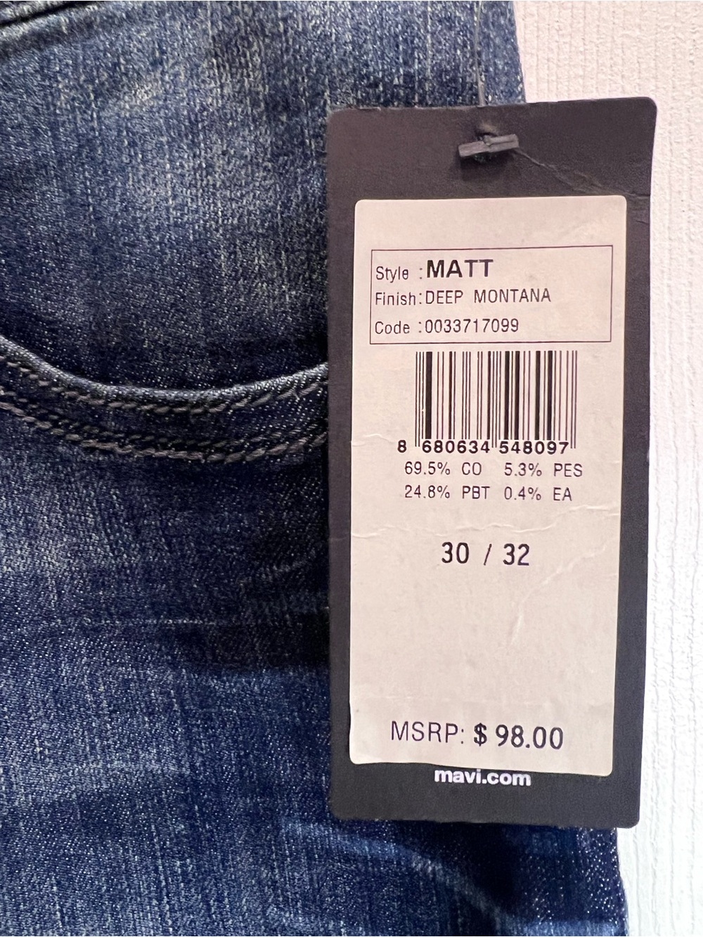 Mavi Matt Deep Montana 30/32 Men's Dark Wash Straight Leg Jeans - Picture 5 of 7